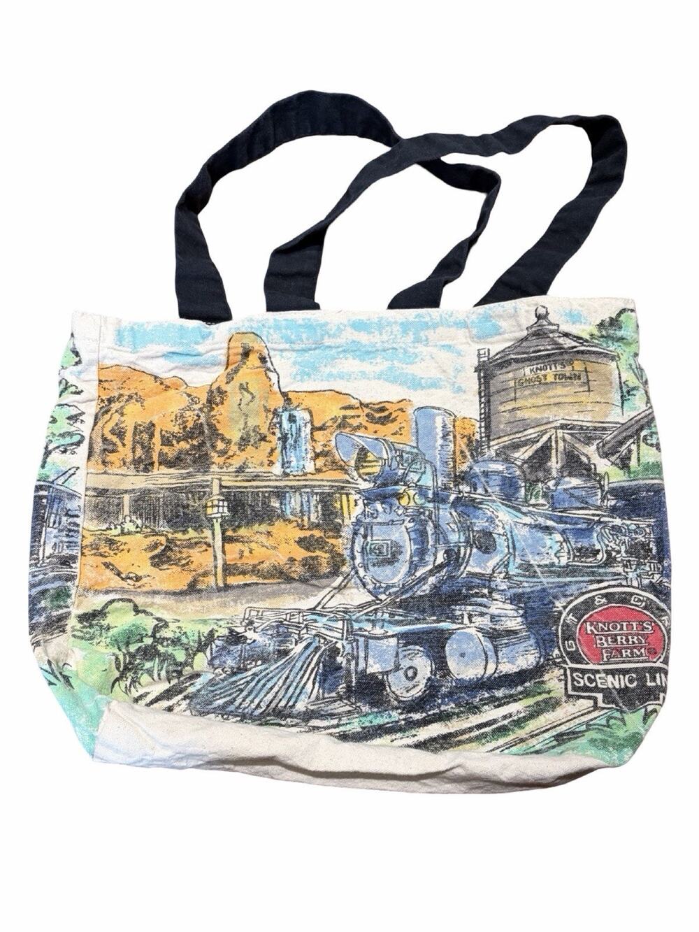 Knott’s Berry Farm Calico Railroad Train Canvas Tote Bag Ghost Town Souvenir